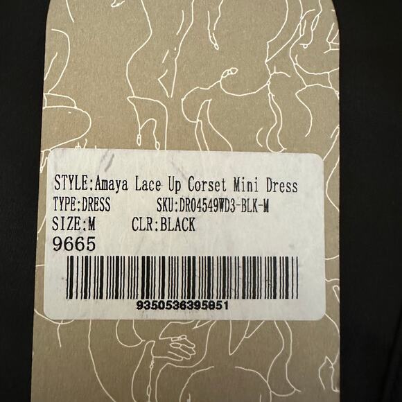 Meshki Amaya Lace Up Corset Mini Dress Size Medium Black NWT - Picture 9 of 14